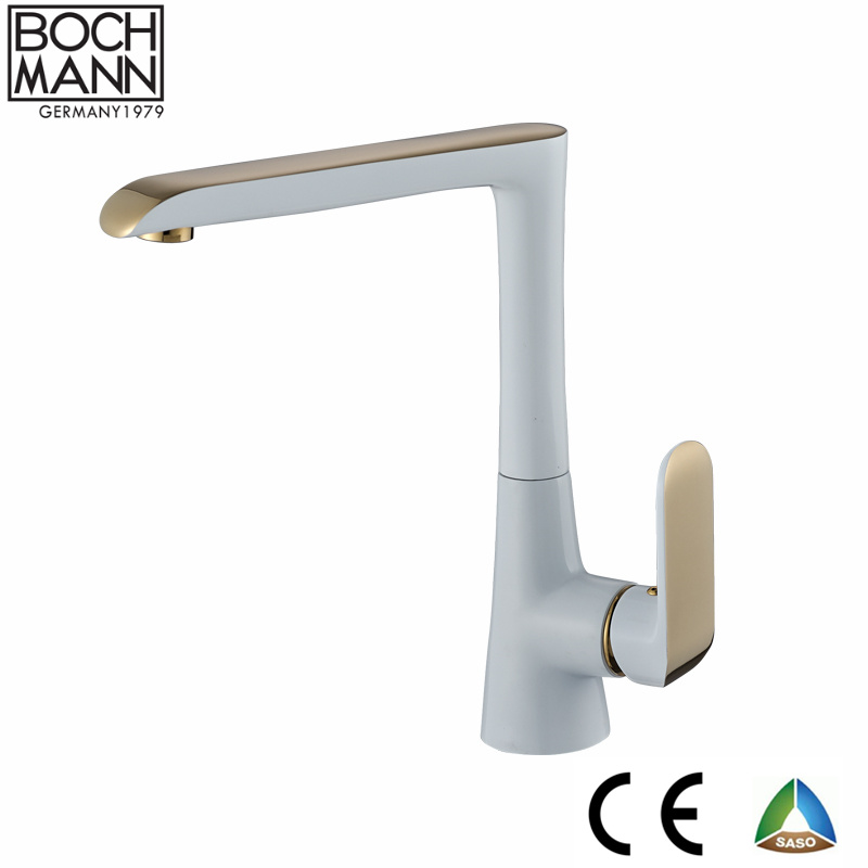 Middle East Qualified Golden and White Color Brass Kitchen Water Tap