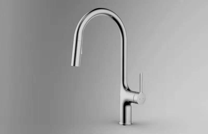 Slim Round Pipe Brass Sink Water Tap with Pull out Function