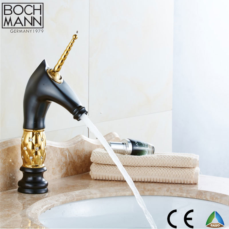 Traditional Art Design Brass Material Gold Rose Golden Bathroom Water Faucet