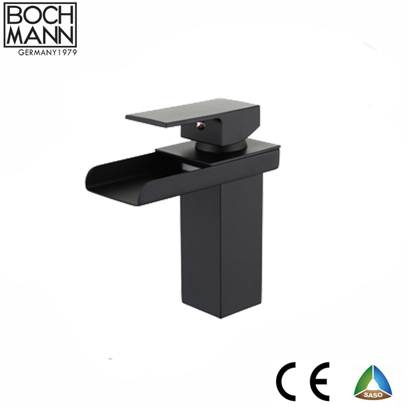 High Mixer and Black Color Waterfall Bathroom Basin Faucet