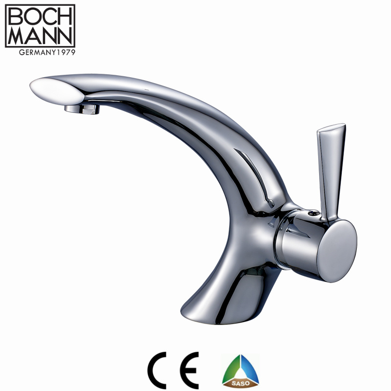 Classical C Shape Brass Wash Basin Water Faucet in Chrome / Matt Black Color