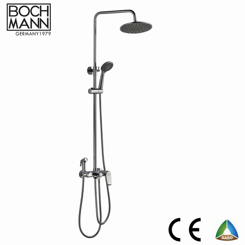 Exposed Wall Mounted Brass Bathroom Accessories Shower Bath Faucet Mixer
