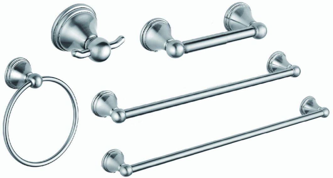 Chrome Nickel Brushed Stainless Steel Metal Bathroom Accessories 5 PCS Set