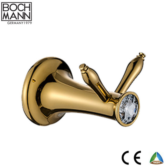 Luxury Design Full Brass Material Golden Wall Robe Hook for Bathroom