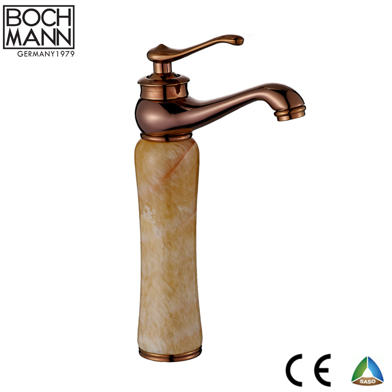 Chrome Gold Rose Gold Brass Body Water Basin Faucet with Marble