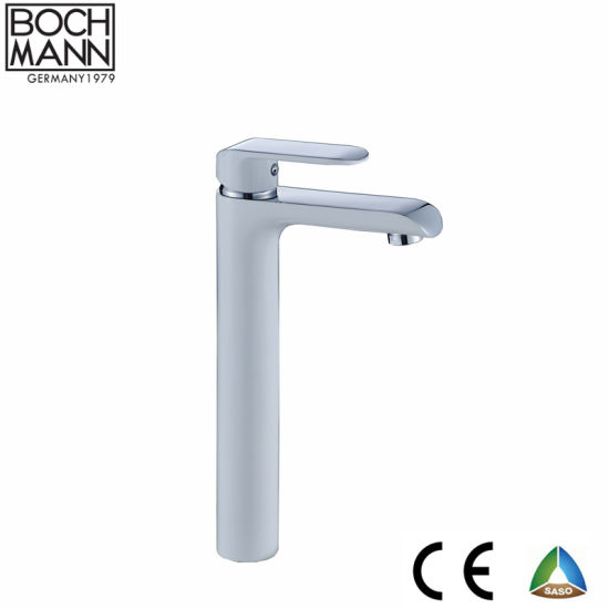 Single Handle Brass Chrome and White Color Washroom Basin Mixer