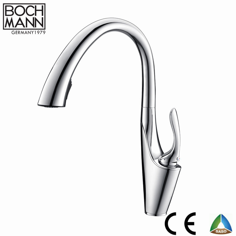 Black Color Brass Slim U Shape Spout Pull out Kitchen Water Tap