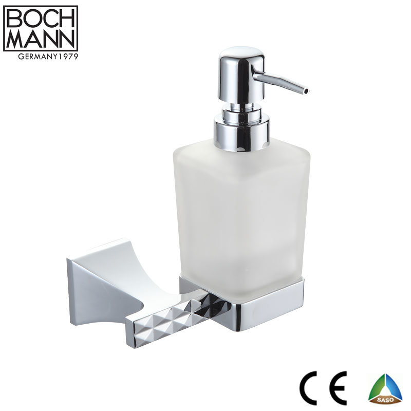 Sanitary Ware Chrome New Design Zinc Wall Tumbler Holder with Frosted Glass Cup