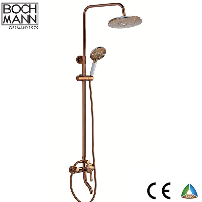 Middle East Type Golden Rose Golden Brass Body Bathroom Rain Shower Set Water Taps