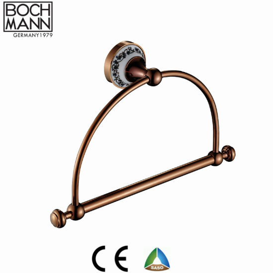 Contemporary Gold Rose Gold Chrome Brass Bathroom Accessory Towel Ring