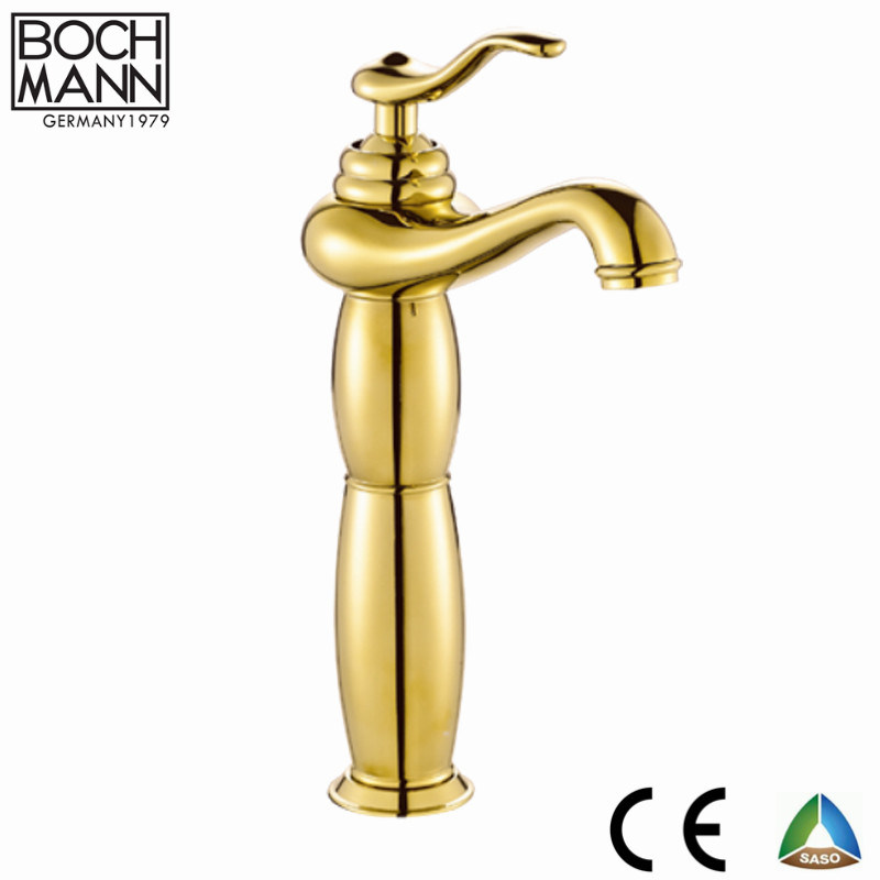 Competitive Price Traditional Colorful Golden High Counter Basin Water Mixer with Saber