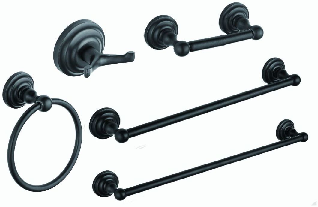 American Style Metal Bathroom Hardware 5 PCS Set Brushed Black Color