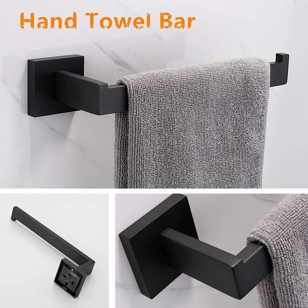 Matte Black Stainless Steel Sanitary Ware Metal Fittings Robe Hook Towel Bar