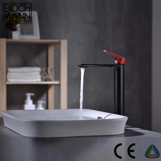 Matt Black Color Short Simple Single Lever Brass Bathroom Water Tap