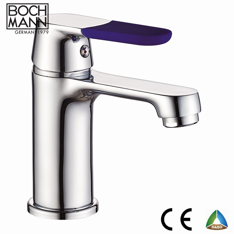 Europe Brass U Shape Basin Bath Kitchen Sink Faucet with Colorful Handle