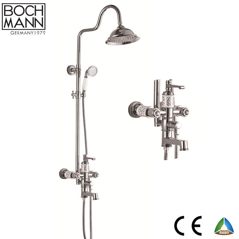 Traditional Luxury Gold/Rose Gold Color Double Wheel Handle Rain Shower Set Faucet