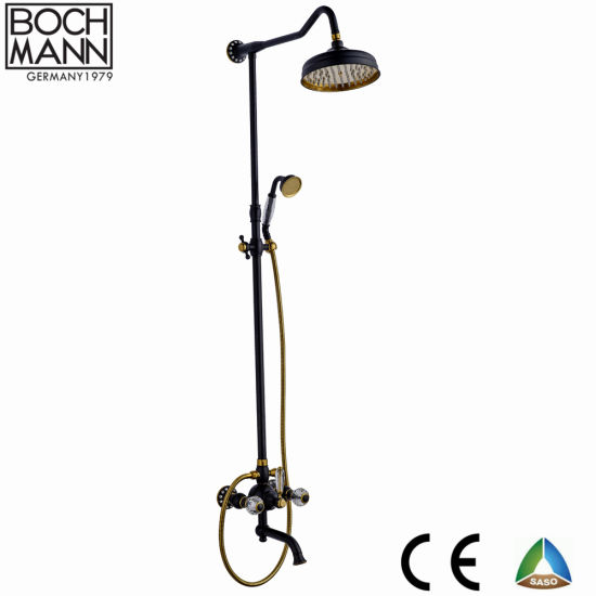 Bochmann Contemporary Brass Double Handle with Crystal Ball Wall Shower Mixer