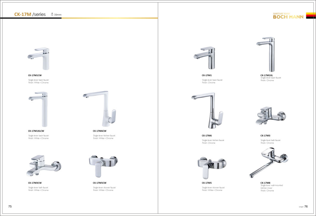 Chrome and White Double Color High Hot and Cold Water Faucet for Lavatory