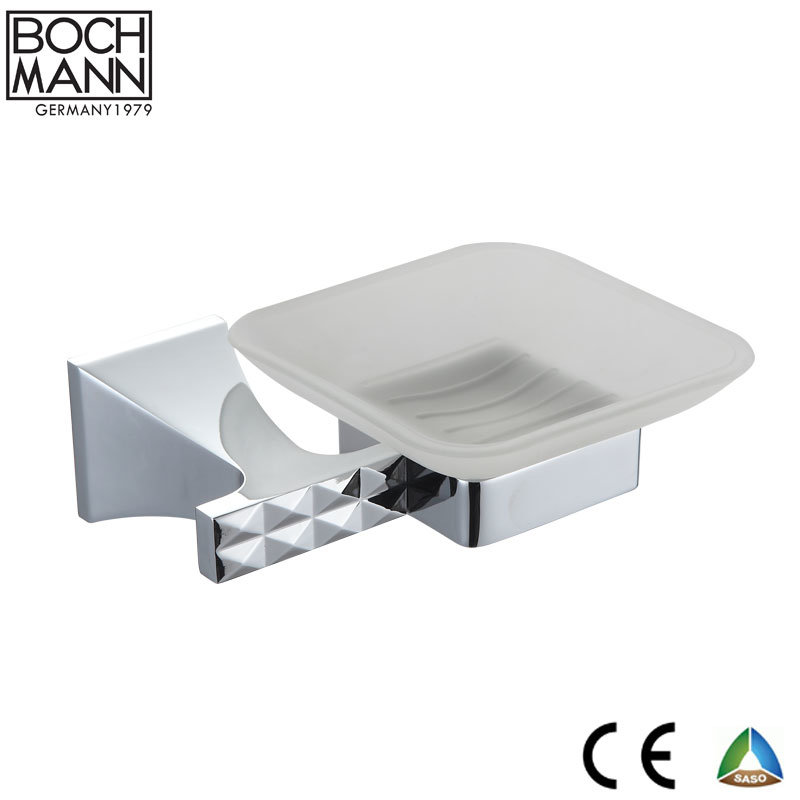 Sanitary Ware Chrome New Design Zinc Wall Tumbler Holder with Frosted Glass Cup