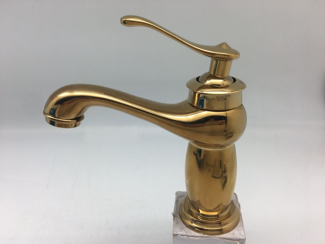 High Golden Color Zinc Sanitary Basin Water Faucet for Middle East Market