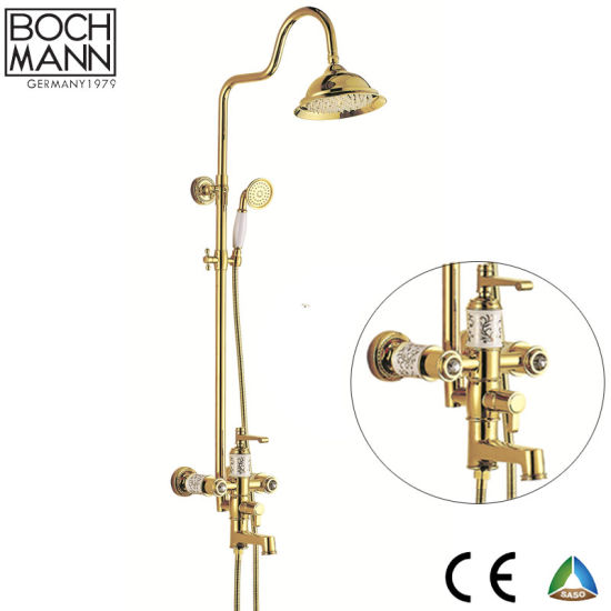 Luxury Brass Body Chrome/Golden Color Bath Rain Shower Set Faucet