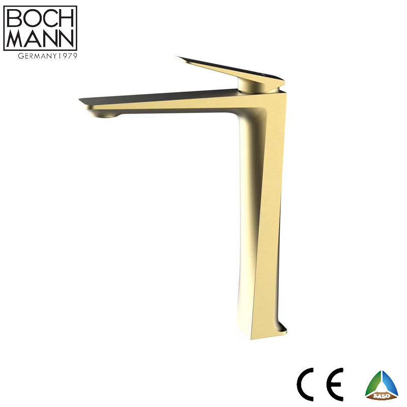 Art Design Chrome Plated Gold Color Matt Black Color Brass Short and High Bathroom Faucet
