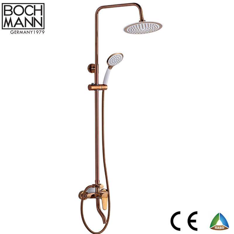 Middle East Type Golden Rose Golden Brass Body Bathroom Rain Shower Set Water Taps