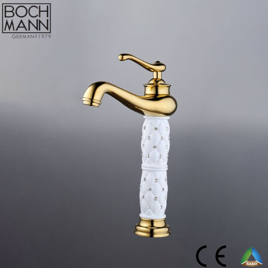 Middle East Chrome Plated Brass Body Bathroom Basin Faucet with Diamond Decoration
