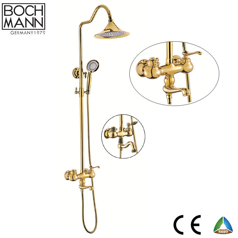 Luxury Brass Body Chrome/Golden Color Bath Rain Shower Set Faucet