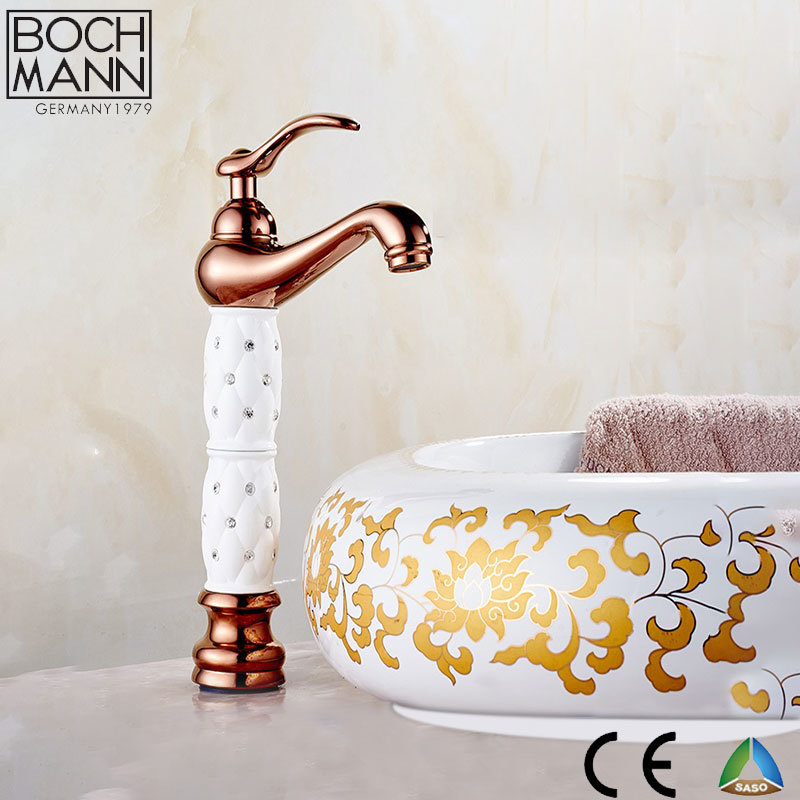 Traditional Art Design Brass Material Gold Rose Golden Bathroom Water Faucet