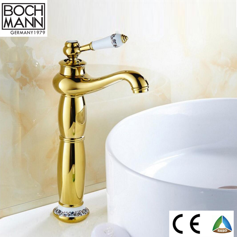 Traditional Design Brass Body Basin Water Mixer with Ceramic Decoration