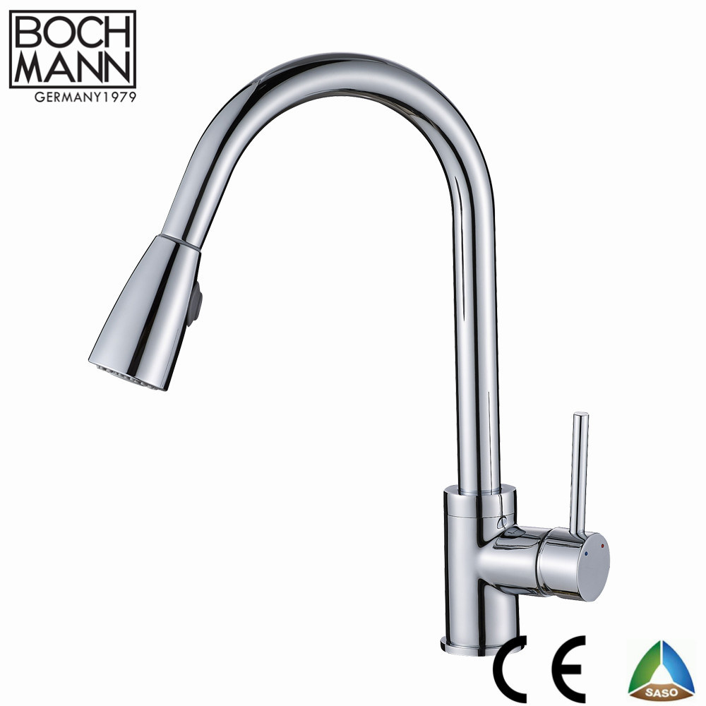 Popular Swan Neck Shape Big Kitchen Sink Tap with Pull out Function