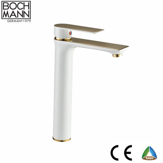 Middle East Market Gold and White Color Luxury Medium Size Lavatory Water Tap