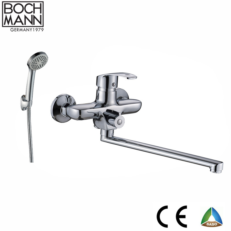 Chrome Color Zinc Body Tub Faucet and Square Wall Shower Faucet