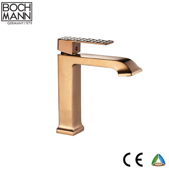 Rose Gold Diamond Cutting Design Handle Bathroom Basin Faucet Featured Image