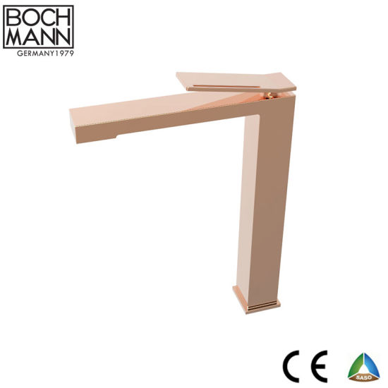 Gold Color Square Shape High Water Mixer for Top Counter Basin