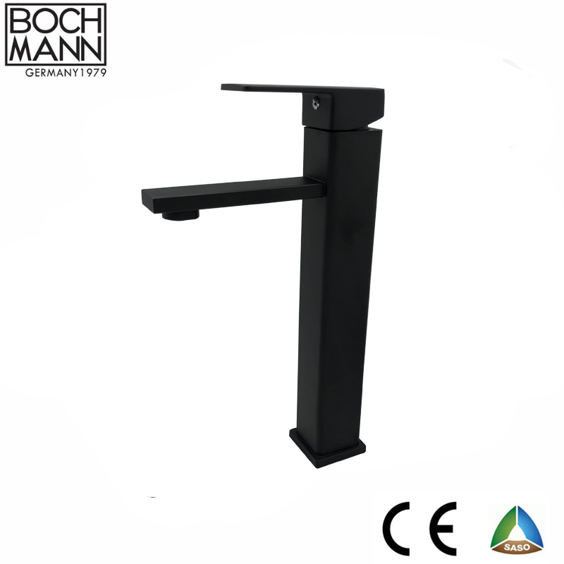 High Basin Faucet and Black Color 304 Stainless Steel Body Sanitary Ware Basin Mixer