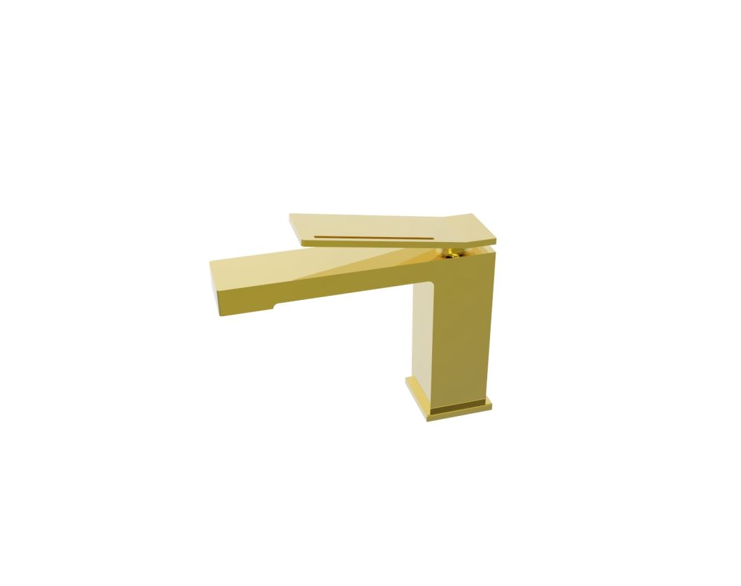 Gold Color Square Shape High Water Mixer for Top Counter Basin