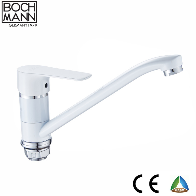 White Color Kitchen Faucet and Zinc Body Kitchen Mixer with S/S Spout