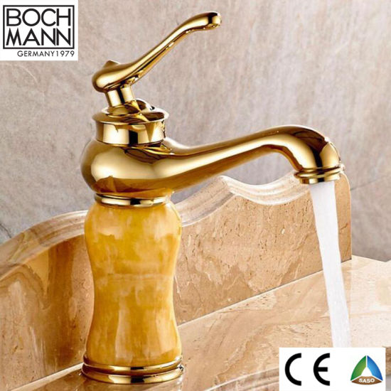 CE Saber Traditional Design Bathroom Basin Mixer Gold with Marble