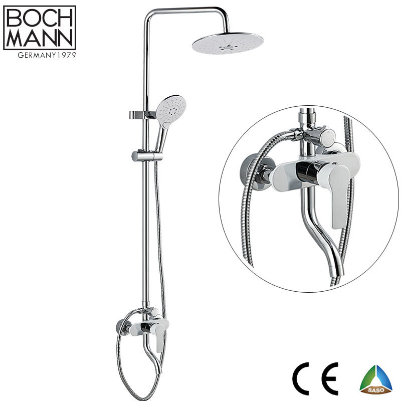 Square Chrome and White Body Shower Faucet with Shower Head