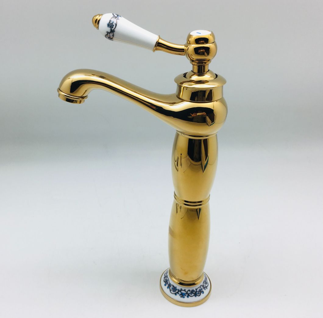 High Chrome Plated Zinc Body Water Faucet with Ceramic Handle