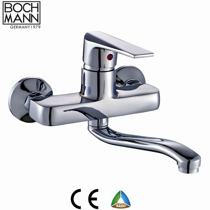 Simple Design Chrome, Matt Black Color Brass Bath Mixer