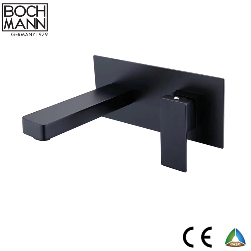 square matt black color concealed wall mounted brass basin water faucet Featured Image